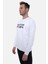 Erkek Oversize Bisiklet Yaka Libingahope Baskılı Beyaz Sweatshirt M Lbg 1b 3