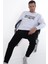 Erkek Oversize Bisiklet Yaka Libingahope Baskılı Beyaz Sweatshirt M Lbg 1b 4