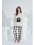 %100 Pamuk Uzun Kol Kadın Pijama Takımı 98411 4