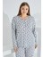 %100 Pamuk Uzun Kol Büyük Beden Kadın Pijama Takımı 98280BB 1