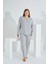 %100 Pamuk Uzun Kol Büyük Beden Kadın Pijama Takımı 98280BB 2