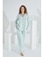 %100 Pamuk Uzun Kol Önden Düğmeli Kadın Pijama Takımı 98228-29 3