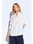 Ekru Modal Soft Dokulu Yumuşak Gizli Pat Detaylı Oversize Kadın Gömlek | MKS168262-01 1