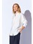 Ekru Modal Soft Dokulu Yumuşak Gizli Pat Detaylı Oversize Kadın Gömlek | MKS168262-01 2