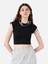 Slim Fit Yuvarlak Yaka Kadın Siyah Kısa Kol Tişört Cl1068561 1
