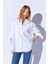 Beyaz Soft Yumuşak Dokulu Modal Karışımlı Oversize Kadın Gömlek | MKS169503-01 1
