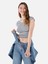 Slim Fit Yuvarlak Yaka Kadın Lacivert Kısa Kol Tişört Cl1068749 1