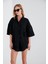 Müslin Kadın Oversize Gömlek | Siyah MKS166965-01 2