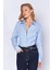 Mavi Likralı Pamuk Kadın Gömlek | MKS166847-01 4