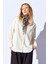 Ekru Oversize Tek Cepli Gabardin Rahat Kesim Soft Dokulu Pamuk Kadın Gömlek | MKW168174-01 1