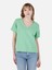 Regular Fit V Yaka Kadın Yeşil Kısa Kol Tişört Cl1067991 1