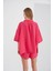 Müslin Kadın Oversize Gömlek | Fuşya MKS166965-01 5