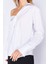 Beyaz Asimetrik Poplin Likralı Gömlek | MKS169256-01 4