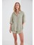 Müslin Kadın Oversize Gömlek | Olive MKS166965-01 4