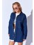 Gabardin Yıkamalı Dikiş Detaylı Çift Cep Oversize Kadın Dış Gömlek | Lacivert Mkw169415-01 1