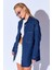Gabardin Yıkamalı Dikiş Detaylı Çift Cep Oversize Kadın Dış Gömlek | Lacivert Mkw169415-01 2
