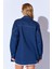 Gabardin Yıkamalı Dikiş Detaylı Çift Cep Oversize Kadın Dış Gömlek | Lacivert Mkw169415-01 5