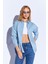 Mavi Oversize Tek Cepli Gabardin Rahat Kesim Soft Dokulu Pamuk Kadın Gömlek | MKW168174-01 1