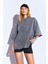 Eksitme Yıkamalı Soluk Efektli 3 Iplik Oversize Kadın Sweatshirt | Antrasit MKW269360-01 1