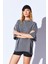 Eksitme Yıkamalı Soluk Efektli 3 Iplik Oversize Kadın Sweatshirt | Antrasit MKW269360-01 2
