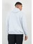 Kapüşonlu Basic Minimal Baskılı Sweat Kar Melanj 4