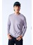 Bisiklet Yaka Jakarlı Dokulu Kumaş Slim Fit Basic Uzun Kol Erkek Tshirt | Gri MANW229956-1 1