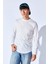 Bisiklet Yaka Jakarlı Dokulu Kumaş Slim Fit Basic Uzun Kol Erkek Tshirt | Kırık Beyaz MANW229956-1 2