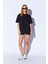 Siyah Kalın Soft Dokulu Enjeksiyon Minimal Baskı Detaylı Oversize %100 Pamuk Unisex T-Shirt | 5397 3