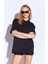 Siyah Kalın Soft Dokulu Enjeksiyon Minimal Baskı Detaylı Oversize %100 Pamuk Unisex T-Shirt | 5397 4