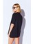 Siyah Kalın Soft Dokulu Enjeksiyon Minimal Baskı Detaylı Oversize %100 Pamuk Unisex T-Shirt | 5397 5