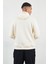 Kapüşonlu Basic Minimal Baskılı Sweat Ekru 5