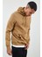 Kapüşonlu Basic Minimal Baskılı Sweat Toprak 3