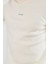 Bisiklet Yaka Basic Minimal Baskılı Sweat Ekru 4