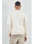 Bisiklet Yaka Basic Minimal Baskılı Sweat Ekru 5
