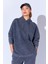 Eskitme Soluk Efektli Yıkamalı Oversize Kalın Üç Iplik Kadın Sweatshirt | Antrasit MKW279354-01 2