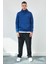 Kapüşonlu Basic Minimal Baskılı Sweat Marin 2
