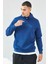 Kapüşonlu Basic Minimal Baskılı Sweat Marin 3