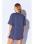 Antrasit Kalın Soft Dokulu Enjeksiyon Minimal Baskı Detaylı Oversize %100 Pamuk Unisex T-Shirt 5