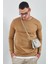 Bisiklet Yaka Basic Minimal Baskılı Sweat Toprak 1