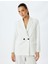 Uzun Kollu Çizgili Kruvaze Oversize Blazer Ceket 3