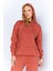 Eskitme/soluk Efektli Regular/normal Kalıp Kapşonlu Kanguru Cepli Örme Sweatshirt | Kiremit 2