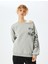 Omzu Açık Kayık Yaka Baskılı Oversize Sweatshirt 3