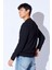 Bisiklet Yaka Jakarlı Dokulu Kumaş Slim Fit Basic Uzun Kol Erkek Tshirt | Siyah MANW229954-1 5