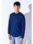 Bisiklet Yaka Jakarlı Dokulu Kumaş Slim Fit Basic Uzun Kol Erkek Tshirt | Indigo MANW229954-1 1