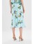 Sport Turkuaz Desenli Midi Boy Viskon Etek 3