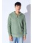 Oversize Yarım Fermuarlı Örgü Desen Yumuşak Dokulu Erkek Kazak | Açık Haki MANW519913-1 1