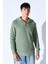 Oversize Yarım Fermuarlı Örgü Desen Yumuşak Dokulu Erkek Kazak | Açık Haki MANW519913-1 2