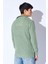 Oversize Yarım Fermuarlı Örgü Desen Yumuşak Dokulu Erkek Kazak | Açık Haki MANW519913-1 5
