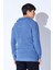Oversize Yarım Fermuarlı Örgü Desen Yumuşak Dokulu Erkek Kazak | Indigo MANW519913-1 5