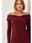 Kadın Bordo Omuzları Çapraz Detaylı Elbise 3